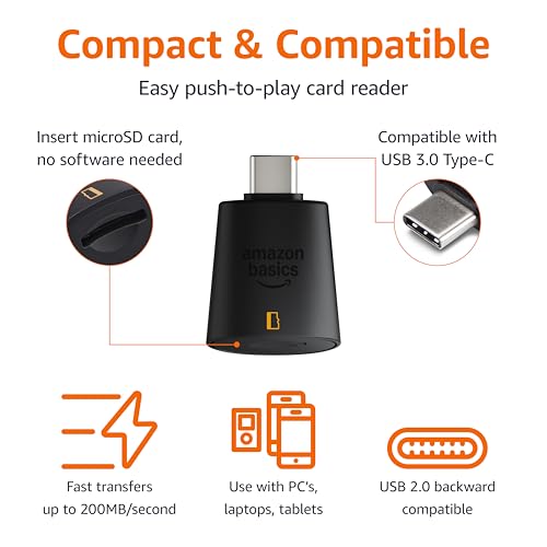 Amazon Basics Micro SD Card Reader USB-C 3.0