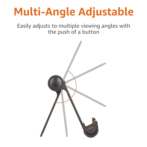 Amazon Basics Multi-Angle Portable Foldable Stand for iPad Tablet, E-reader and Phone, Sturdy Hands-Free Viewing, Black view 3