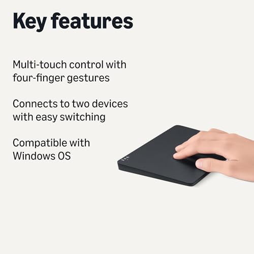 Amazon Basics Multi-Touch Trackpad with Dual Device Control, Wireless Touchpad for Windows PC, Rechargeable, 6.4-inch, Black view 2