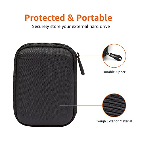 Amazon Basics Portable External Hard Drive Carrying Case with Mesh Storage, Protection, Secure Strap, Black view 3
