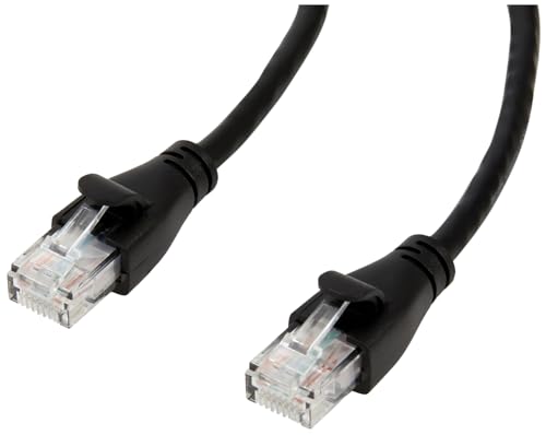 Amazon Basics RJ45 Cat-6 Ethernet Patch Internet Cable, 1Gpbs Transfer Speed, Gold-Plated Connectors, Network Cable, 5-Foot, Black, 5-Pack