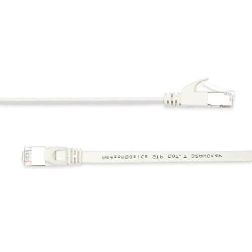 Amazon Basics RJ45 Cat 7 Ethernet Patch Cable, Flat, 600MHz, Snagless, Includes 15 Nails, 30 Foot, White