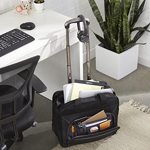 Amazon Basics Rolling Laptop Case, 15.6 in, Black