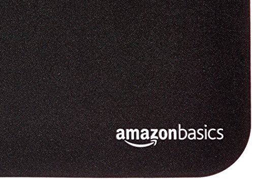 Amazon Basics Square Mouse Pad, Cloth with Rubberized Base, Standard, Black, 12.4L x 10.6W inches
