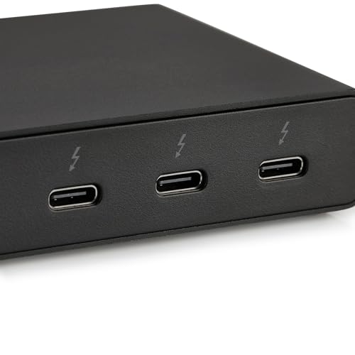 Amazon Basics Thunderbolt4/USB4 Docking Station, 3X Downstream TBT4 (Dual Display), 1xUSB A 3.1, Black, ‎4.76 x 2.84 x 0.86 inches