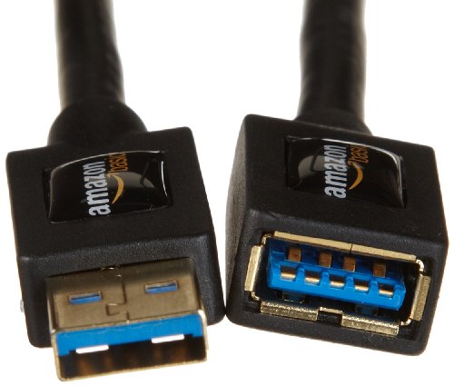 Amazon Basics USB 3.0 Extension Cable, A-Male to A-Female, 4.8Gbps High-Speed, Gold-Plated Connectors, 6.5 Foot, Black view 3