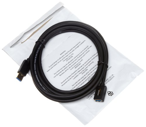 Amazon Basics USB 3.0 Extension Cable, A-Male to A-Female, 4.8Gbps High-Speed, Gold-Plated Connectors, 3.3 Foot, Black view 3