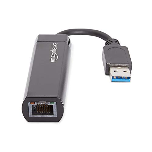 Amazon Basics USB 3.0 to 10/100/1000 Gigabit Ethernet Internet Adapter, Black