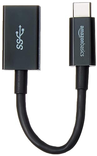 Amazon Basics USB 3.1 USB-C to USB-A Female Adapter Cable Converter, 5Gbps High-Speed, USB-IF Certified, for Laptops, Tablets, Phones (iPhone 16/15), Black