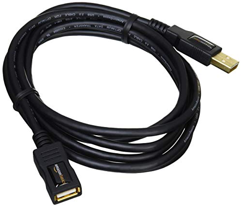 Amazon Basics USB-A 2.0 Extension Cable, Male to Female, 480Mbps Transfer Speed, 6.5 Foot, Black view 2