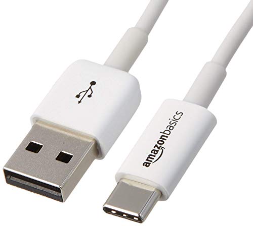 Amazon Basics USB-C to USB-A 2.0 Male Charger Cable, 3 feet (0.9 Meters), White, Laptop