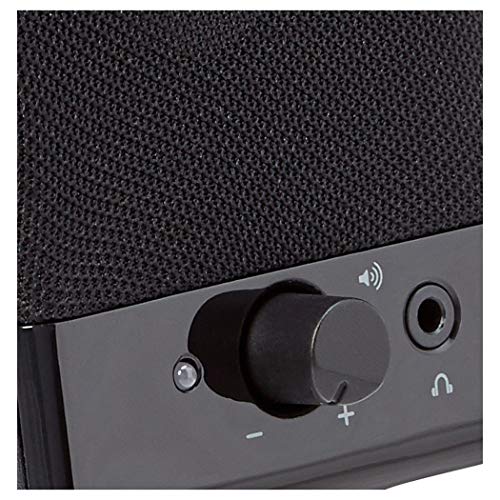 Amazon Basics USB-Powered Computer Speakers with Volume Control for Desktop or Laptop PC, Compact Size, Headphone Jack, Portable, Plug-N-Play, Black view 2