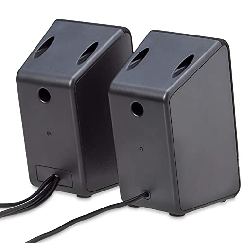 Amazon Basics USB-Powered Computer Speakers with Volume Control for Desktop or Laptop PC, Compact Size, Headphone Jack, Portable, Plug-N-Play, Black view 3