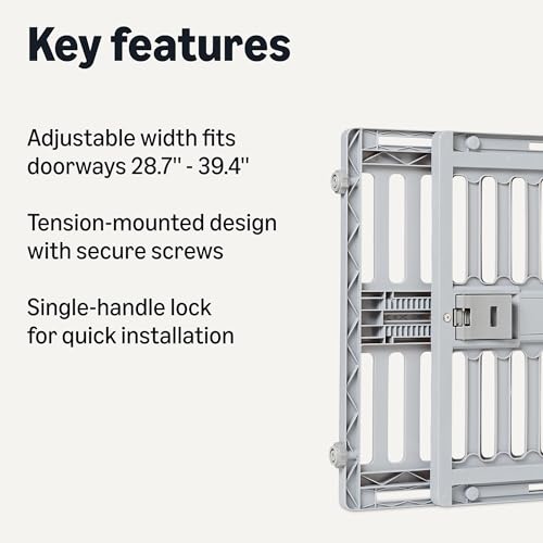 Amazon Basics Adjustable Wide 28.7–39.4", Dog Gates, Ideal for Small to Medium Breeds, and Senior Dogs, Dog Gates for Doorways and Stairs view 2