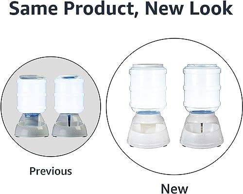 Amazon Basics Automatic Dog Cat Water Dispenser Gravity Feeder Set, Pack of 2, Small, 6-Pound Food Capacity, 1-Gallon, Gray