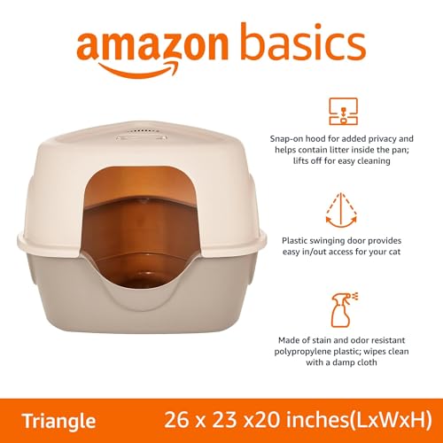 Amazon Basics Cat Litter Box with Lid, No-Mess, Spacious Enclosed Design with Odor Control, Easy Access, Stain Resistant, 26" x 23" x 20", Charcoal view 2