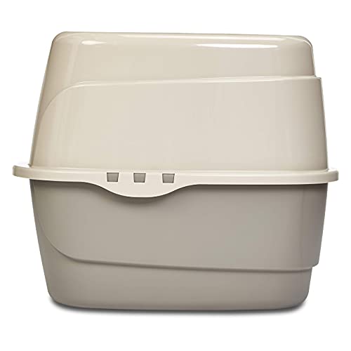 Amazon Basics Cat Litter Box with Lid, No-Mess, Spacious Enclosed Design with Odor Control, Easy Access, Stain Resistant, 26" x 23" x 20", Charcoal view 3