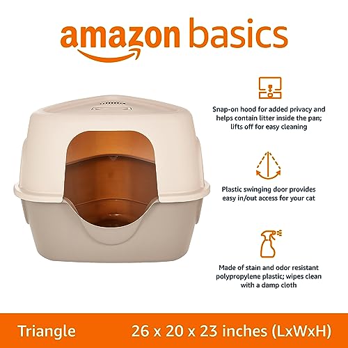 Amazon Basics Cat Litter Box with Lid, No-Mess, Standard, unisex, Charcoal, 26 in x 23 in x 20 in