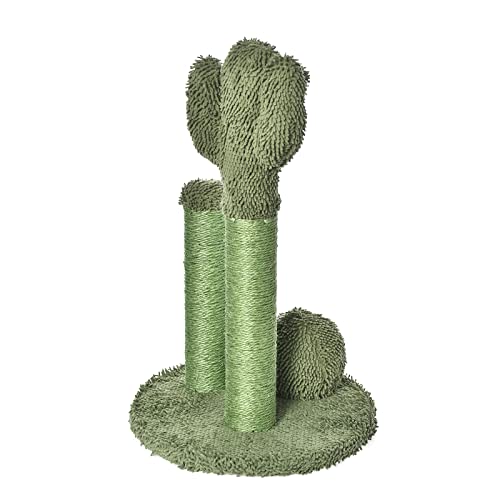 Amazon Basics Cat Scratching Post, Indoor Cactus Triple Posts for Cats & Kittens with Dangling Ball, Large, 27"H, Green view 3