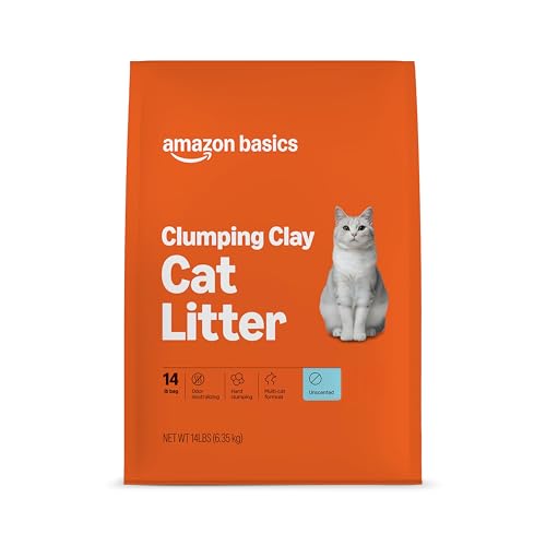 Amazon Basics Clumping Cat Litter, Unscented, Hard Clumping Formula - 14 lb Bag
