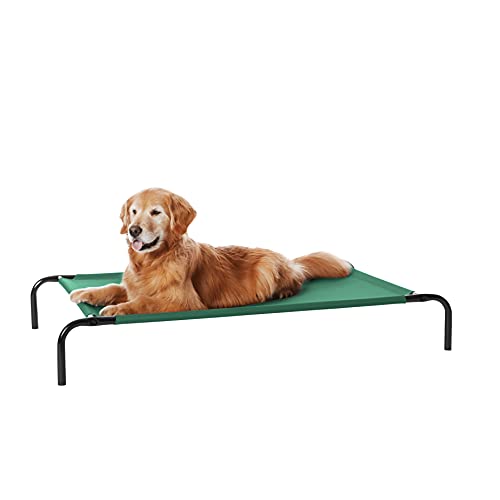 Amazon Basics Cooling Breathable Elevated Dog Bed with Metal Frame for Large Dogs, 51 x 31 x 8 Inch, Green