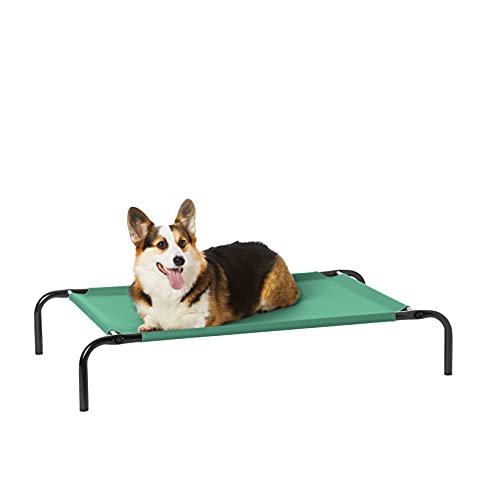 Amazon Basics Cooling Breathable Elevated Dog Bed with Metal Frame for Medium Dogs, 43" x 26" x 7.5", Green