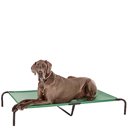 Amazon Basics Cooling Breathable Elevated Dog Bed with Durable Metal Frame for Large Dogs, X-Large, 60 x 37 x 9 Inch, Green, Easy to Clean