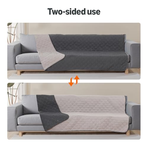 Amazon Basics Couch Cover for Dogs, Washable Anti-Slip Blanket for Bed Sofa, Quilted Furniture Protector for Indoor Pets, 70x30 Inches, Gray