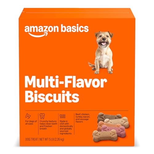 Amazon Basics Crunchy Dog Biscuits Multi Flavor Dog Treats 5 lb. Box