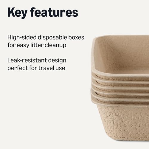 Amazon Basics Disposable Cat Litter Box, Travel & Home, Large 14.4"x18.1", 6-Pack view 2