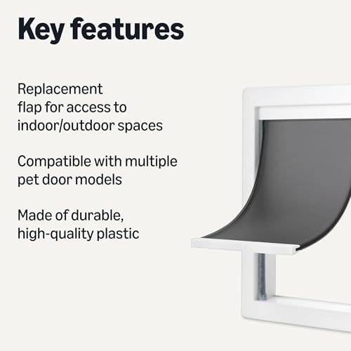 Amazon Basics Dog and Cat Door Replacement Flap, Medium, 7.4 x 12.2 Inches, White and Grey view 2
