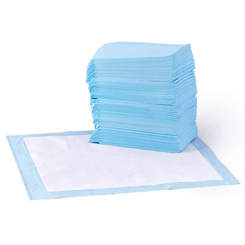 Amazon Basics Dog and Puppy Pee Pads, 5-Layer Leak-Proof Super Absorbent, Quick-Dry Surface, Potty Training, Regular (22x22"), 50 Count, Blue & White