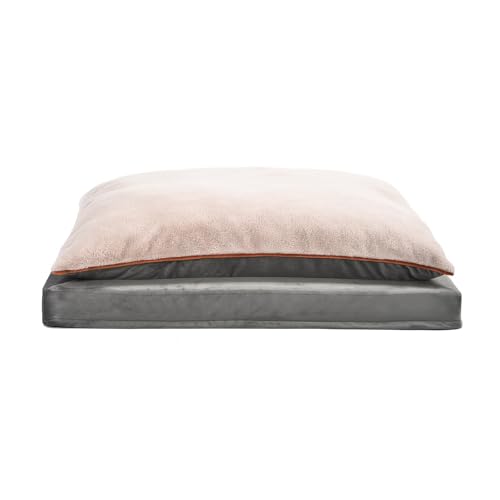 Amazon Basics Dog Bed with Cooling Gel Memory Foam, Pressure-Relief Support for Dogs up to 50lbs, Non-Slip Bottom, Machine Washable Cover, Large Sized (36" x 27"), Grey