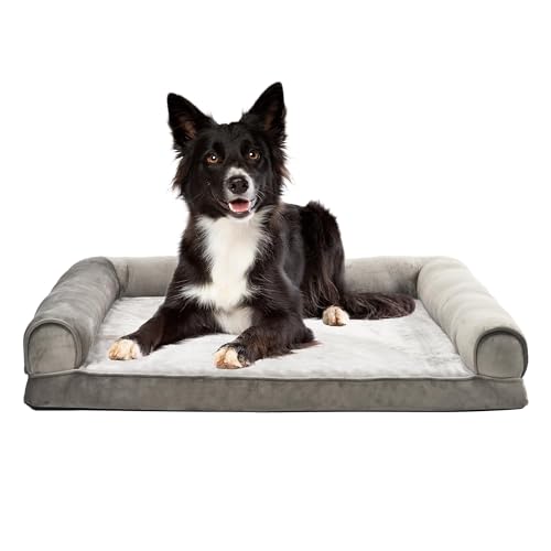 Amazon Basics Dog Bed with Cooling Gel Memory Foam, Pressure-Relief Support for Dogs up to 55lbs, Non-Slip Bottom, Machine Washable Cover, Large Sized (36" x 27"), Brown