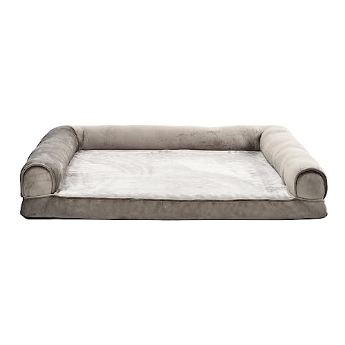 Amazon Basics Dog Bed with Cooling Gel Memory Foam, Pressure-Relief Support for Dogs up to 55lbs, Non-Slip Bottom, Machine Washable Cover, Large Sized (36" x 27"), Brown