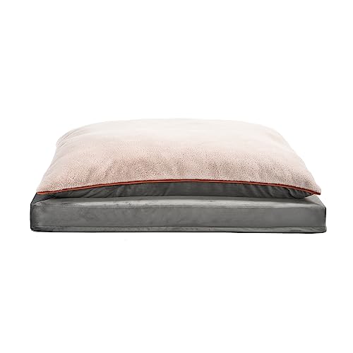 Amazon Basics Dog Bed with Cooling Gel Memory Foam, Pressure-Relief Support for Dogs up to 120lbs, Non-Slip Bottom, Machine Washable Cover, Giant Sized (48" x 36"), Grey