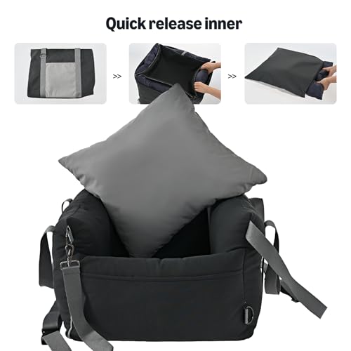 Amazon Basics Dog Car Seat, Pet Booster for Small-Medium Dogs with Leash & Washable Cover, Black view 3