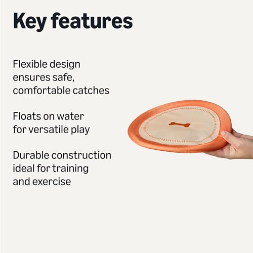 Amazon Basics Dog Flying Disc, Interactive Dog Toys for Fetch, Durable Water Floating, Soft Flexible Design, 2-Pack, 9.53 Inch, Beige/Orange view 2