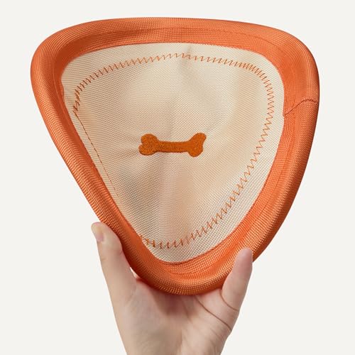 Amazon Basics Dog Flying Disc, Interactive Dog Toys for Fetch, Durable Water Floating, Soft Flexible Design, 2-Pack, 9.53 Inch, Beige/Orange view 3