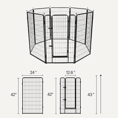 Amazon Basics Dog Playpen, 8 Panels Metal Fence with Door, Foldable for Indoor and Outdoor Use, Suitable for Small to Medium Sized Dogs, 42 Inch Height, Black view 3