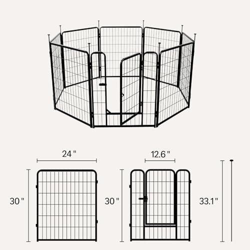 Amazon Basics Dog Playpen, 8 Panels Metal Fence with Door, Foldable for Indoor and Outdoor Use, Suitable for Small to Medium Sized Dogs, 30 Inch Height, Black view 3