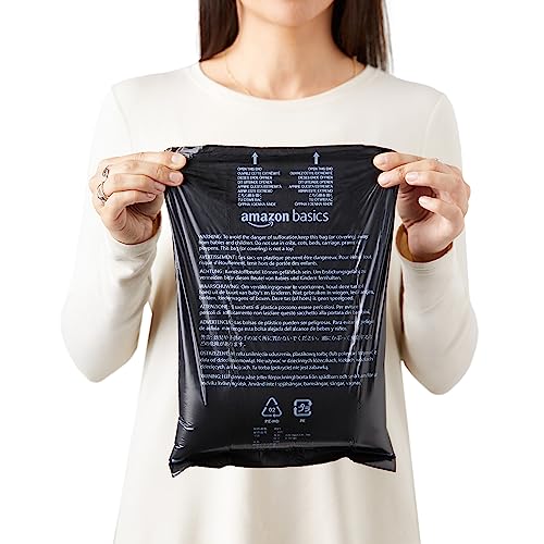 Amazon Basics Dog Poop Leak Proof Bags with Dispenser and Leash Clip, Unscented, 300 Count, 20 Pack of 15, Black, 13 x 9 Inch