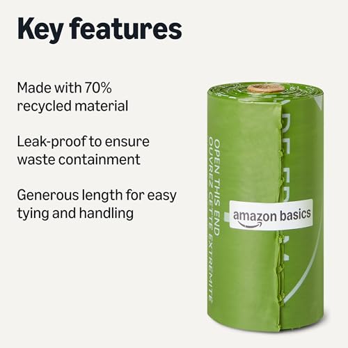 Amazon Basics Dog Waste Bags, 70% Recycled Material, Leak-Proof with Generous Length, 600 Pack view 2