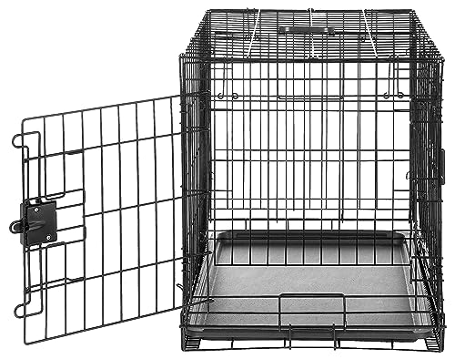 Amazon Basics Durable,Foldable Metal Wire Dog Crate with Tray, Double Door, 30 x 19 x 21 in, Black