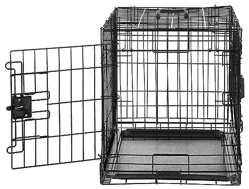 Amazon Basics Durable,Foldable Metal Wire Dog Crate with Tray, Double Door, Divider, 24 x 18 x 20 in, Black