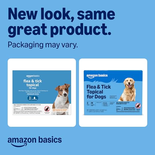 Amazon Basics Flea and Tick Topical Treatment for Medium Dogs (23-44 lbs), Fast Acting and Long Lasting, 3 Count, Packaging May Vary view 2