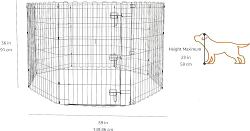 Amazon Basics Foldable Metal Exercise Dog Playpen, Indoor/Outdoor, Single Door, 8 Panels, 36 Inches, Medium, Black view 2