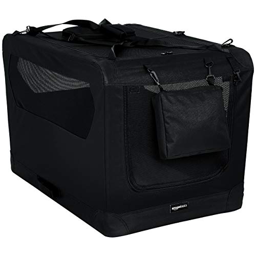 Amazon Basics Foldable Portable Soft Pet Dog Crate Carrier Kennel, 36 x 24 x 24 inches, Black