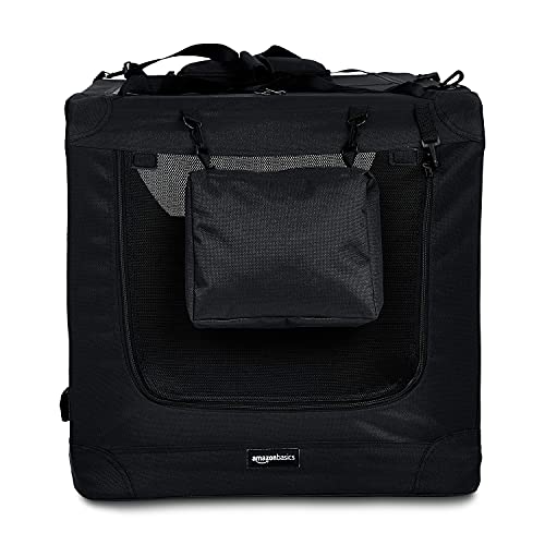 Amazon Basics Foldable Portable Soft Pet Dog Crate Carrier Kennel, 36 x 24 x 24 inches, Black view 2