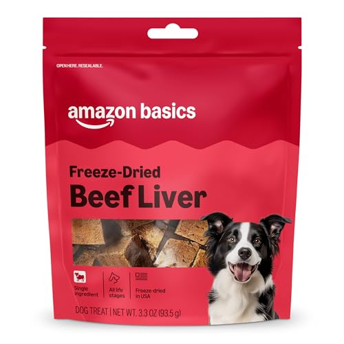 Amazon Basics Freeze-Dried Raw Single Ingredient Dog Treats (Previously Wag), Beef Liver, High Protein, Grain-Free, 3.3 Ounce (Pack of 1), Packaging may vary